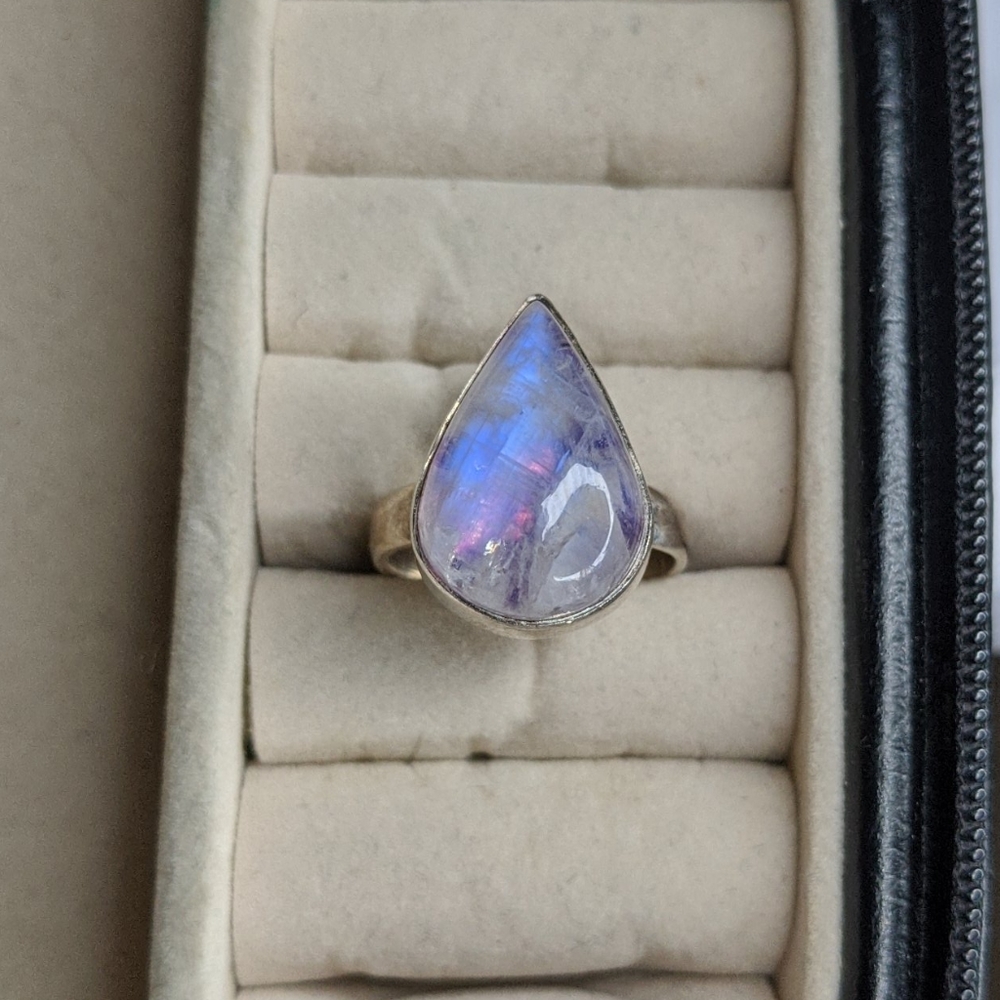 Purple moonstone sterling silver ring